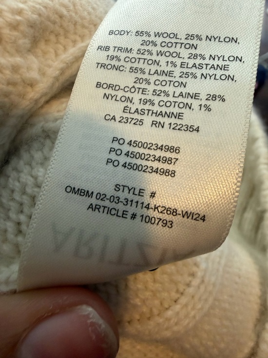 Aritzia Sunday Best Lottie Collared Cable-Knit V-Neck Sweater in Whisper White - Picture 10 of 10